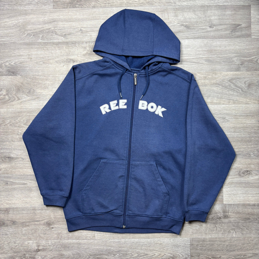 Vintage Reebok Navy Zip-Up Hoodie (XS)
