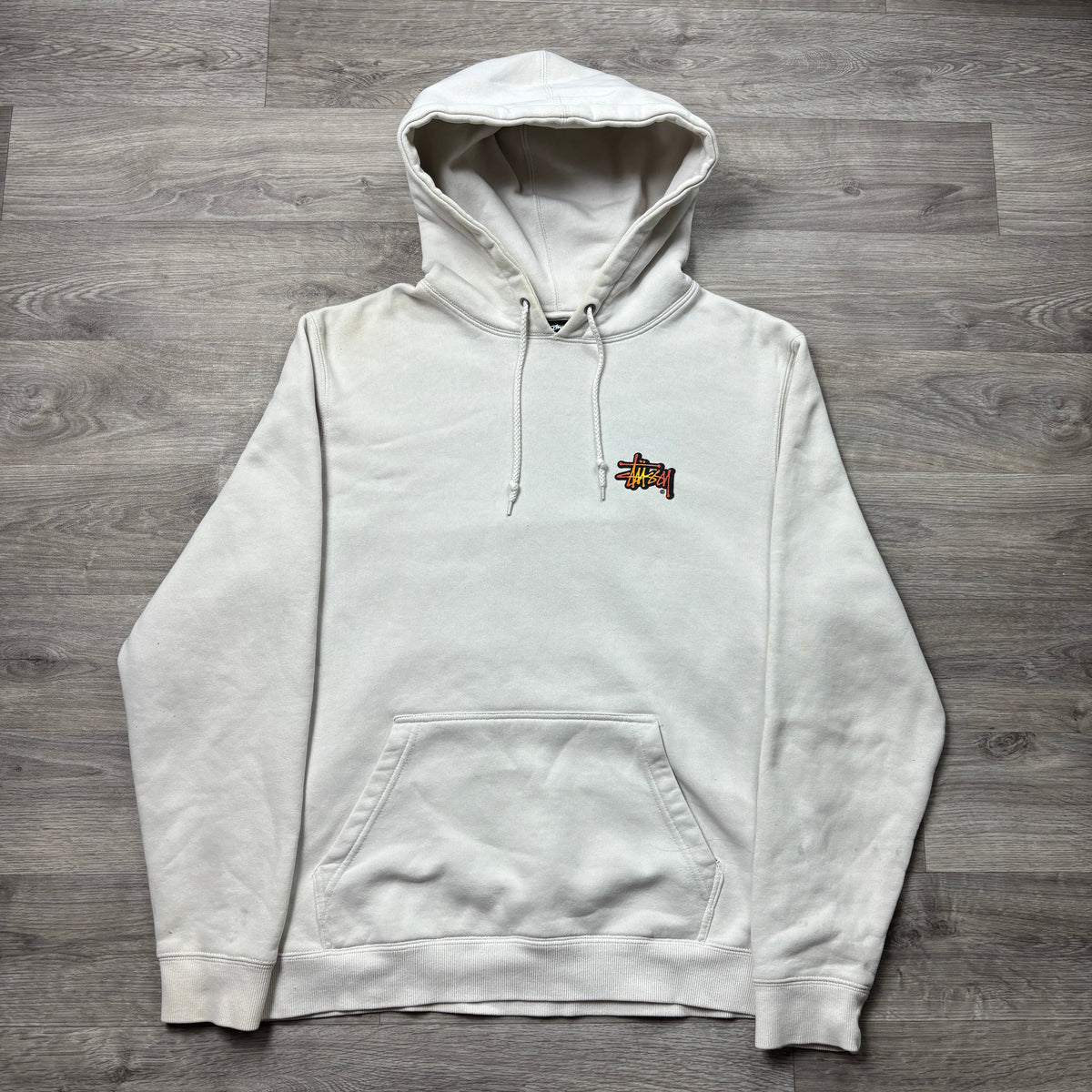 Stussy Cream Hoodie 'Flame 8 Ball' (M)