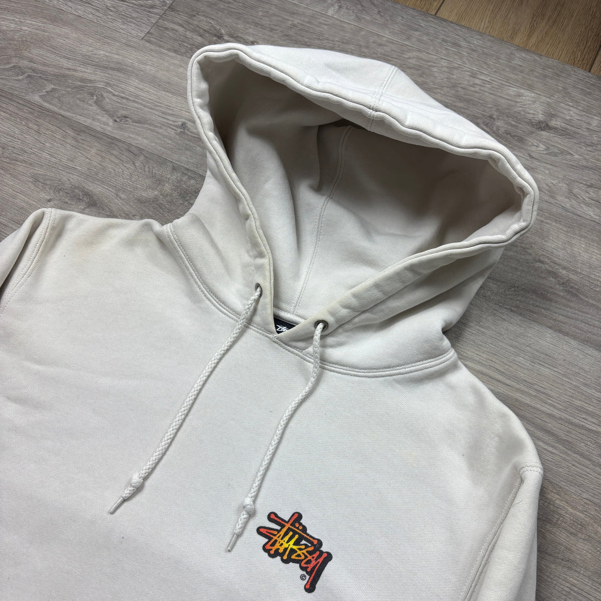 Stussy Cream Hoodie 'Flame 8 Ball' (M)