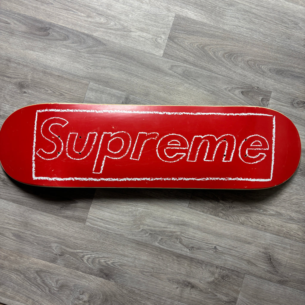 Supreme KAWS Chalk Logo Skateboard Deck (Red)