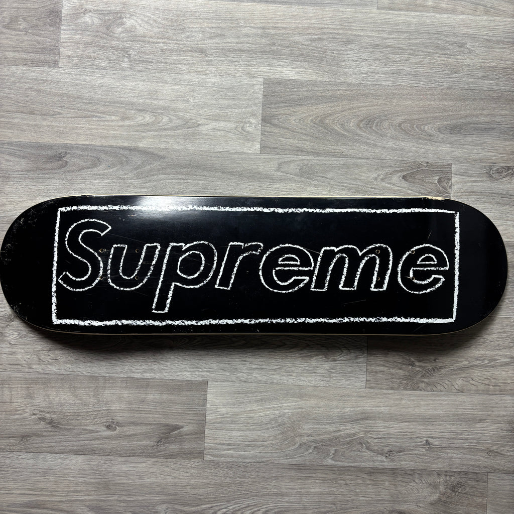 Supreme KAWS Chalk Logo Skateboard Deck (Black)