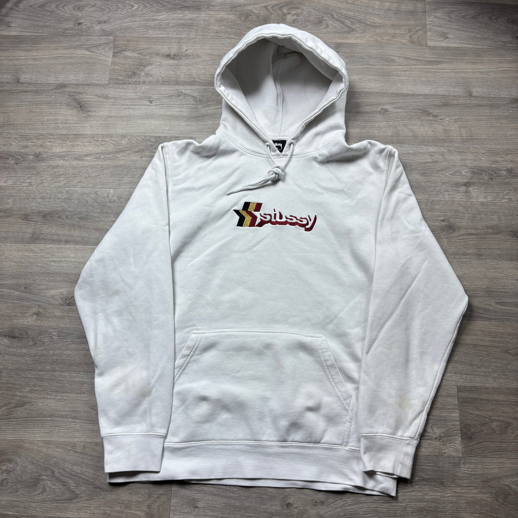 Stussy White Hoodie '3 Stars ' (M)
