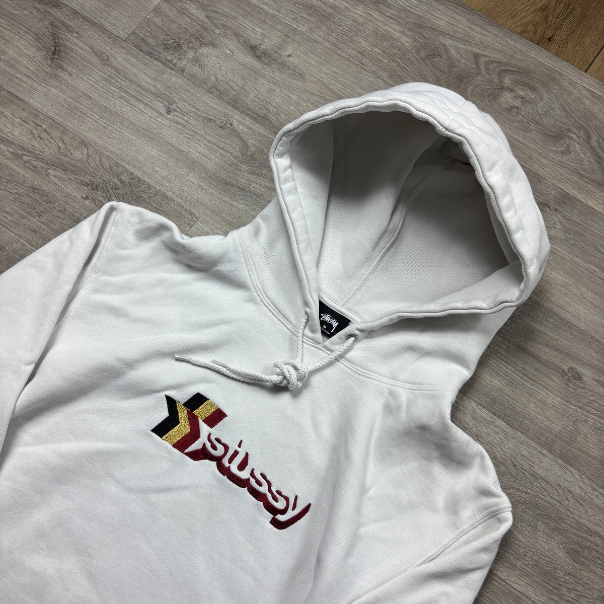 Stussy White Hoodie '3 Stars ' (M)