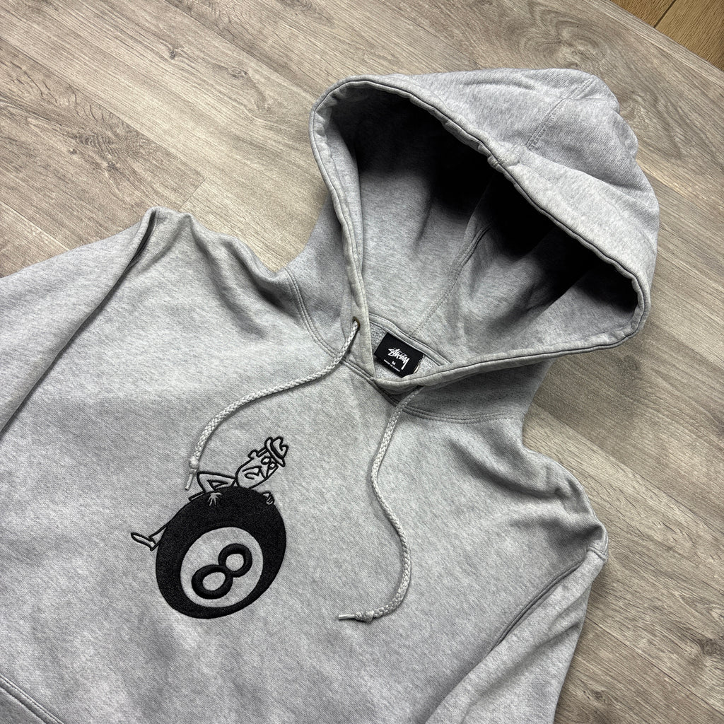 Stussy Grey Hoodie 'Man 8 Ball' (M)