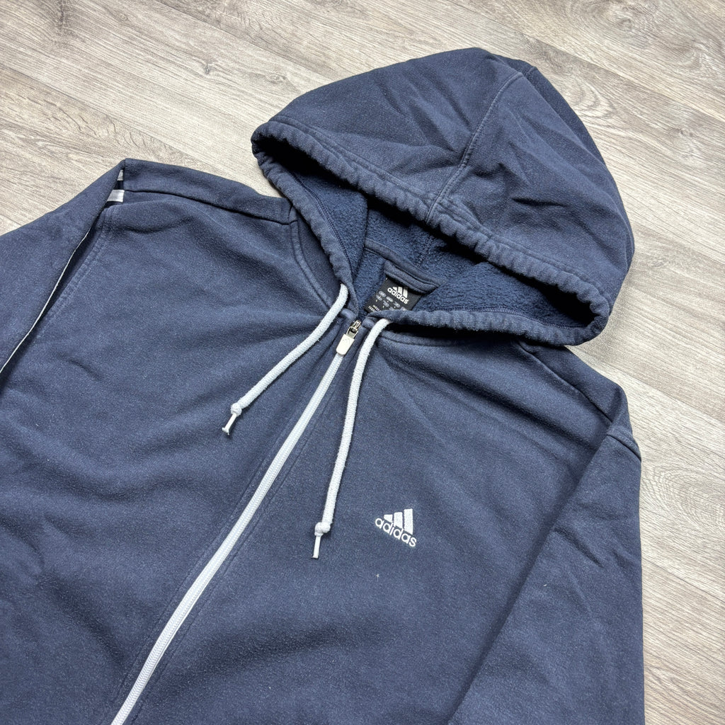 Vintage Adidas Navy Zip-Up Hoodie (L)
