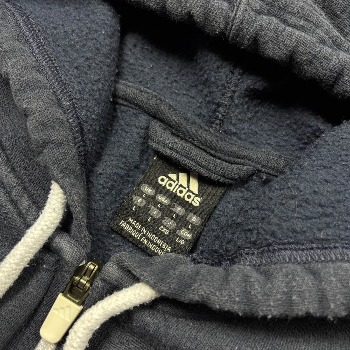 Vintage Adidas Navy Zip-Up Hoodie (L)