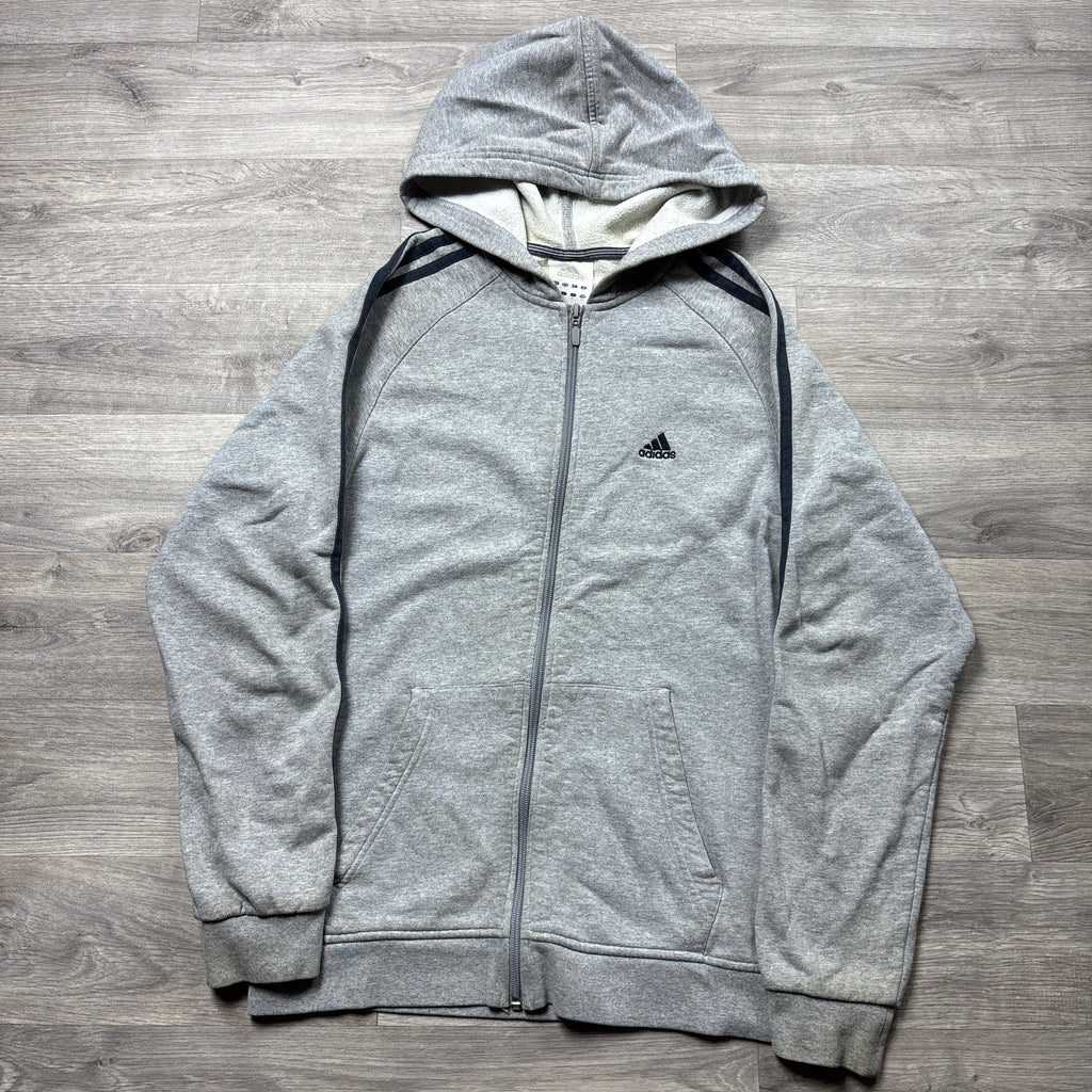Vintage Adidas Grey Zip-Up Hoodie (S)