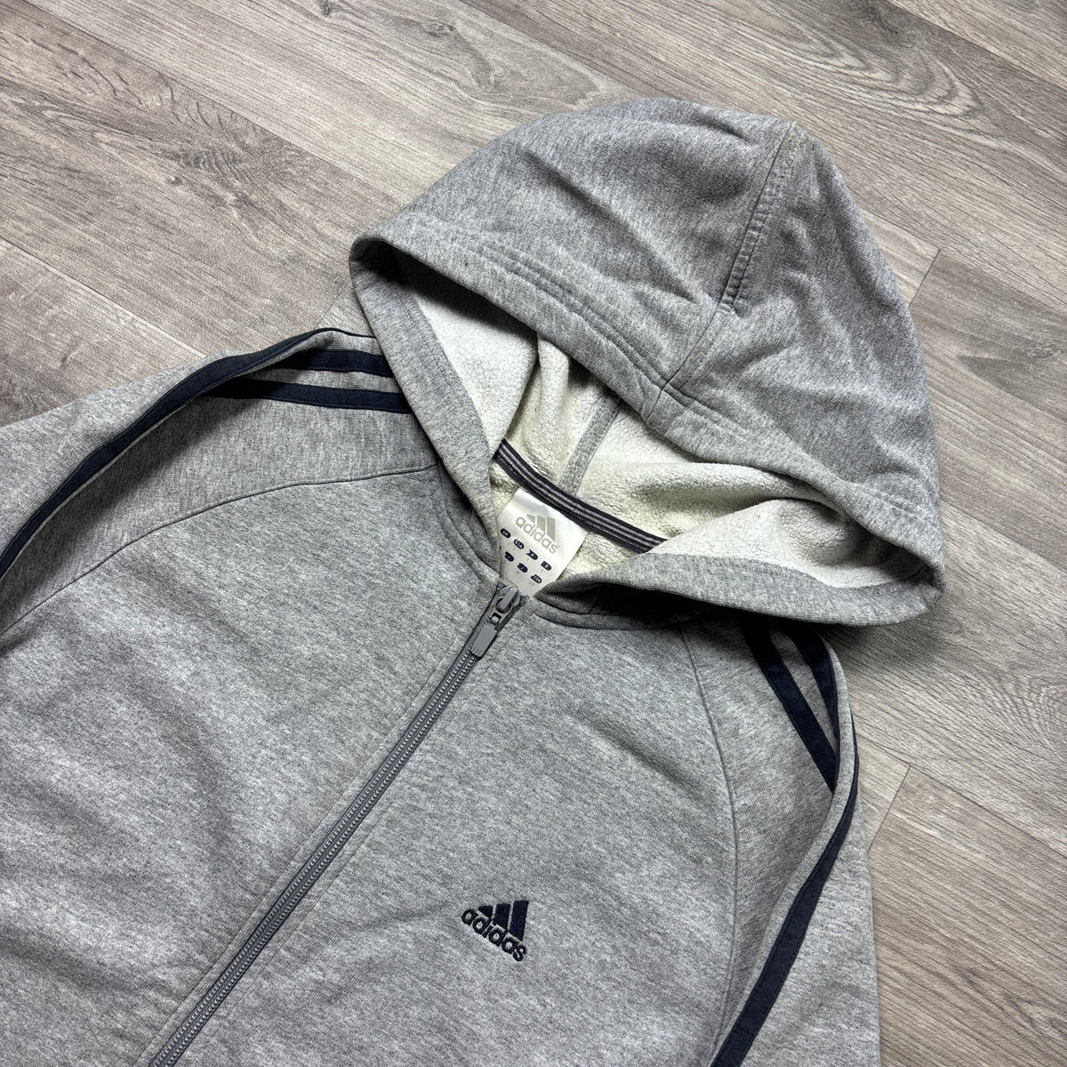 Vintage Adidas Grey Zip-Up Hoodie (S)