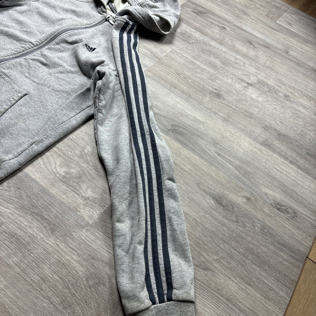 Vintage Adidas Grey Zip-Up Hoodie (S)
