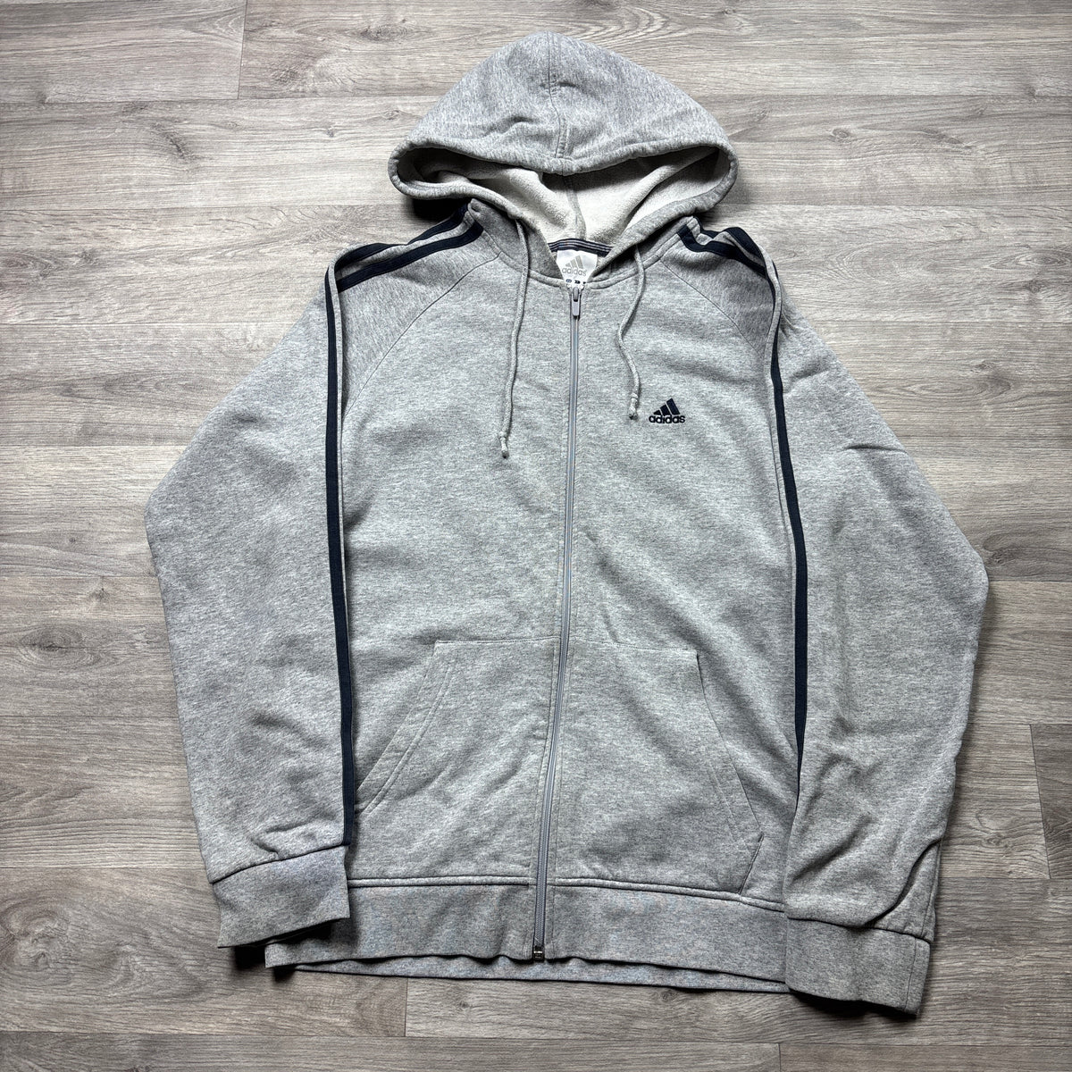 Vintage Adidas Grey Zip-Up Hoodie (S)