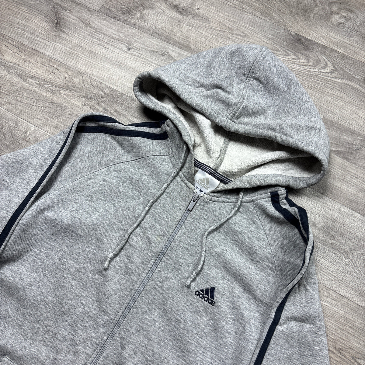 Vintage Adidas Grey Zip-Up Hoodie (S)