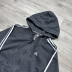 Vintage Adidas Essential Black Zip-Up Hoodie (S)