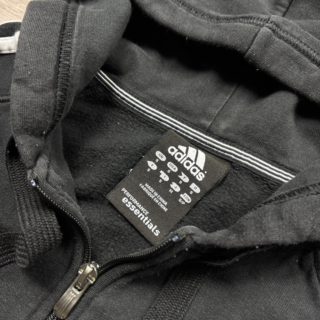 Vintage Adidas Essential Black Zip-Up Hoodie (S)
