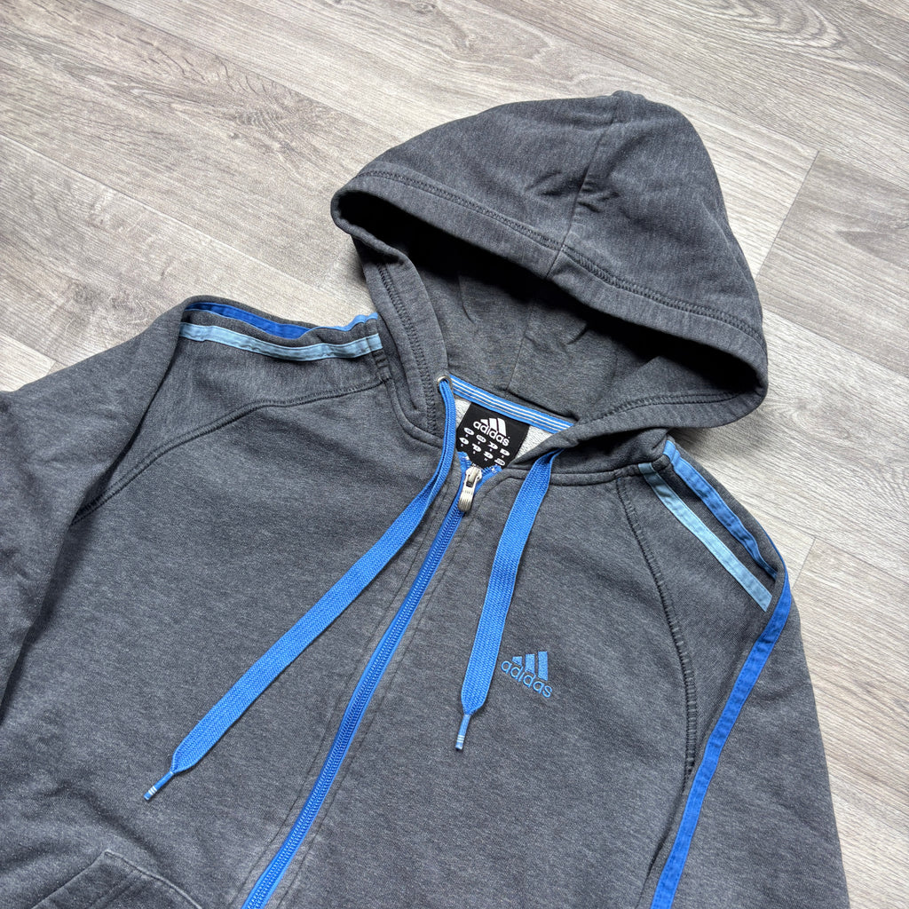Vintage Adidas Essential Grey Zip-Up Hoodie (S)