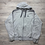 Vintage Adidas Essential Grey Zip-Up Hoodie (M)