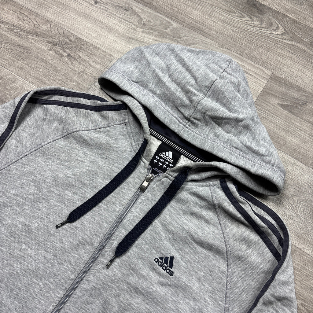 Vintage Adidas Essential Grey Zip-Up Hoodie (M)