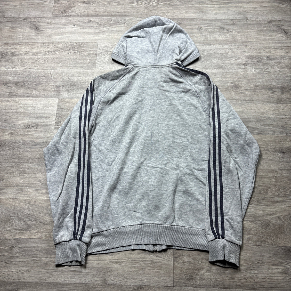 Vintage Adidas Essential Grey Zip-Up Hoodie (M)