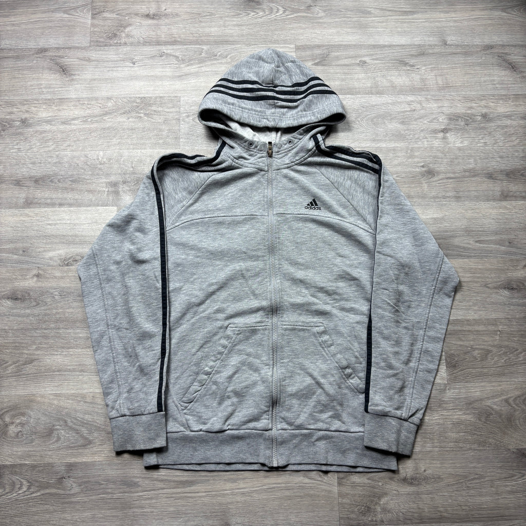 Vintage Adidas Essential Grey Zip-Up Hoodie (M)
