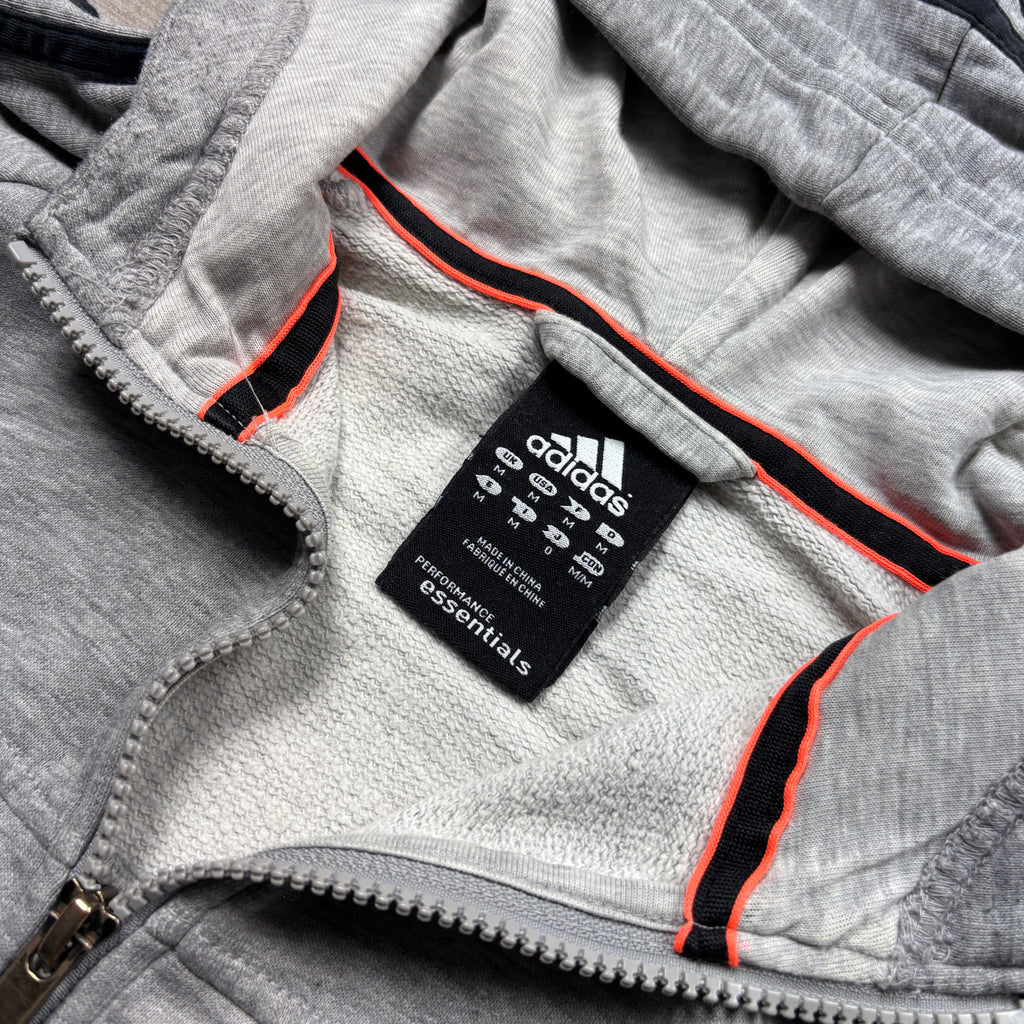 Vintage Adidas Essential Grey Zip-Up Hoodie (M)