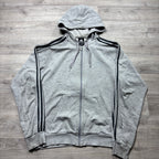 Vintage Adidas Essential Grey Zip-Up Hoodie (L)