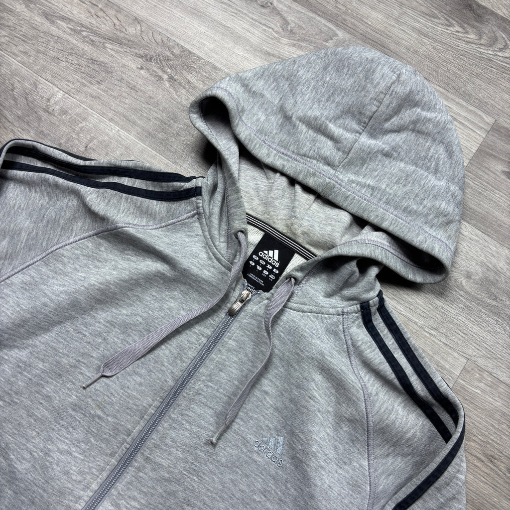 Vintage Adidas Essential Grey Zip-Up Hoodie (L)
