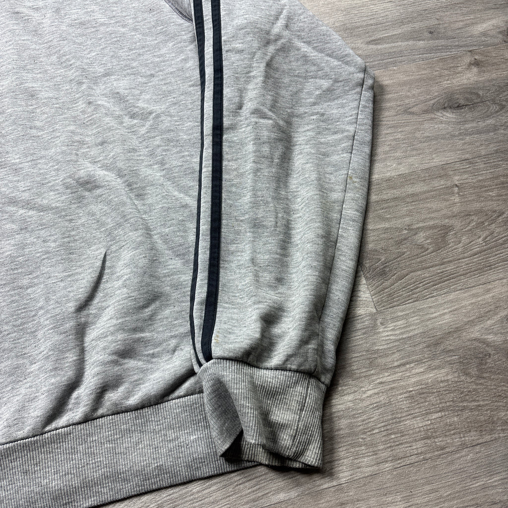 Vintage Adidas Essential Grey Zip-Up Hoodie (L)