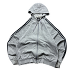 Vintage Adidas Essential Grey Zip-Up Hoodie (L)