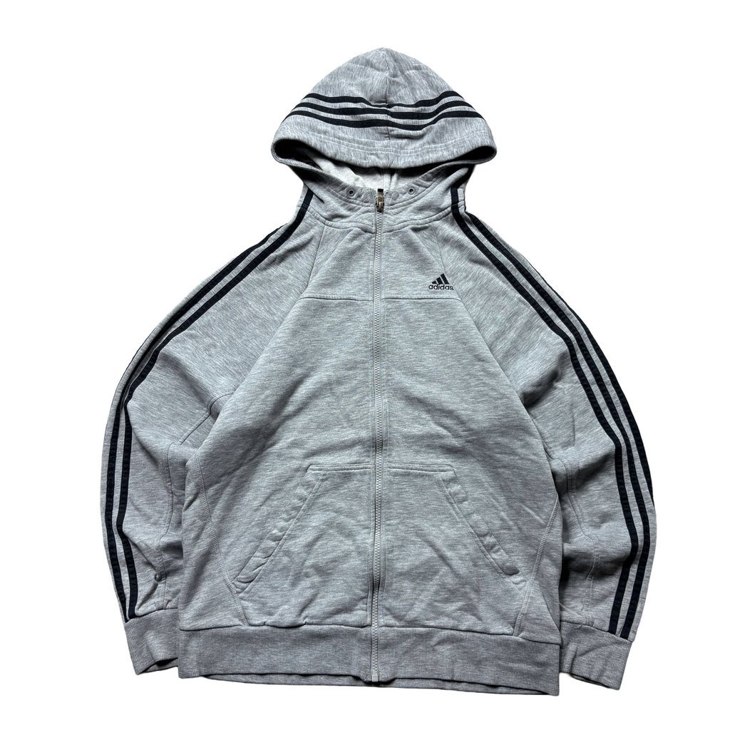 Vintage Adidas Essential Grey Zip-Up Hoodie (M)