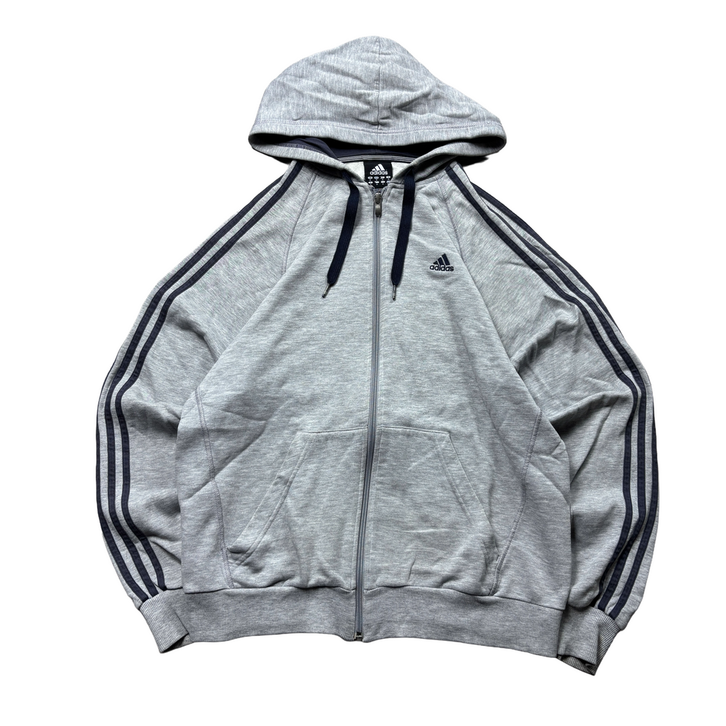 Vintage Adidas Essential Grey Zip-Up Hoodie (M)