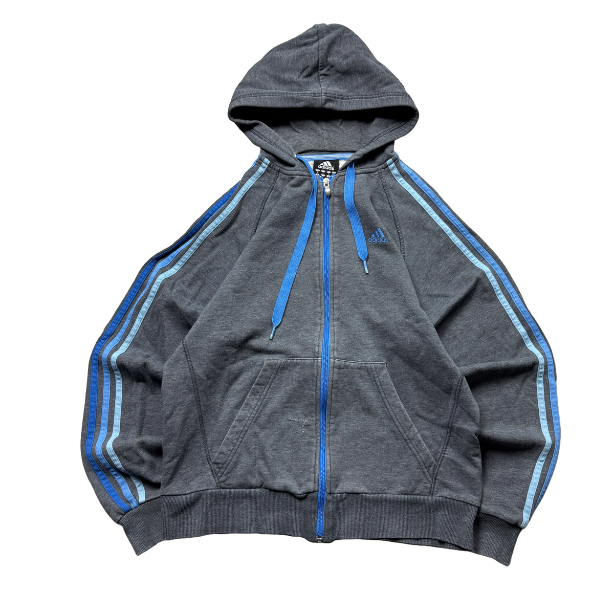 Vintage Adidas Essential Grey Zip-Up Hoodie (S)