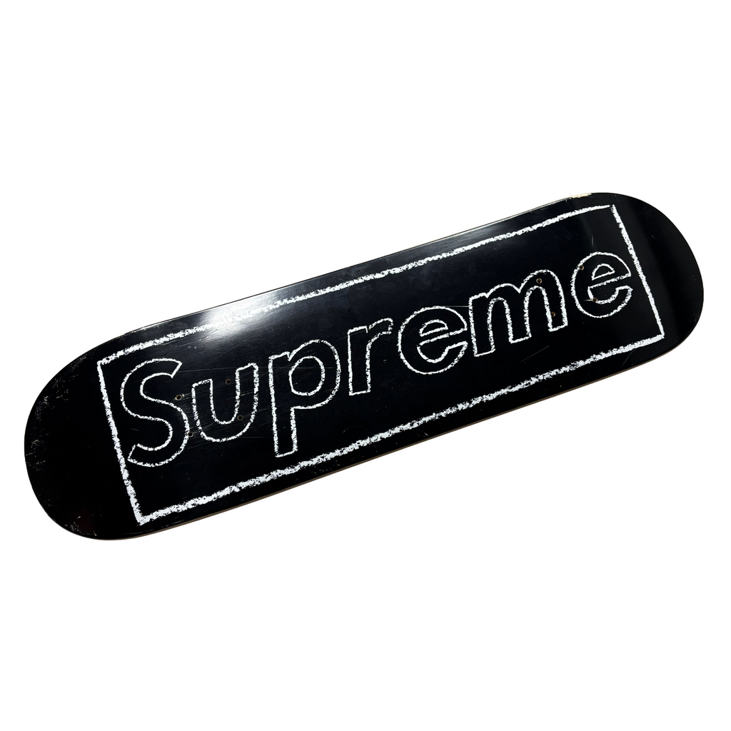 Supreme KAWS Chalk Logo Skateboard Deck (Black)