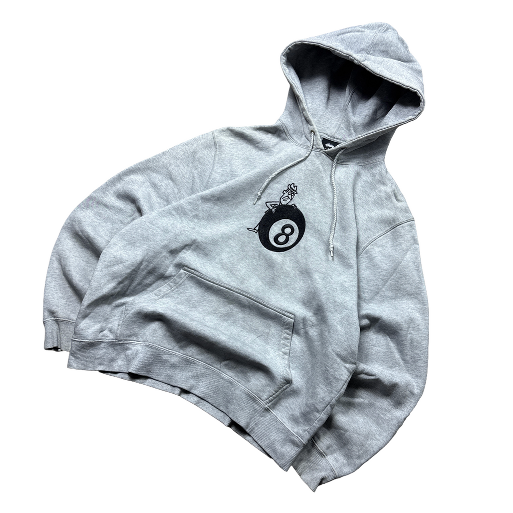 Stussy Grey Hoodie 'Man 8 Ball' (M)